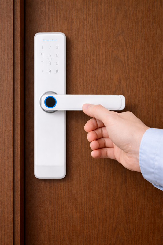 Serrure Connectée Intelligente Sans Clé Wi-Fi – Empreinte Digitale & Code, Contrôle via Application Tuya, Étanche IP65, Finition Argent, Idéale Maison & Hôtel