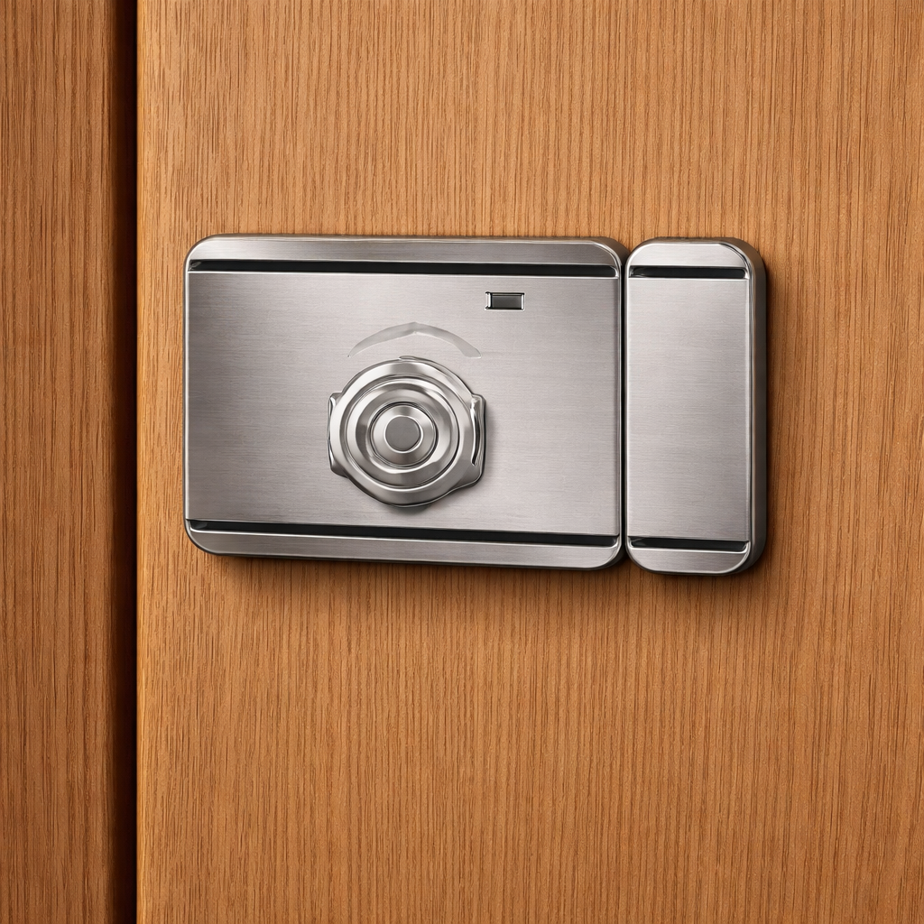 Serrure à carte coulissante sans câblage – jusqu’à 1000 utilisateurs, avec combinaison, compatible portes bois, métal et fer (7–70 mm)