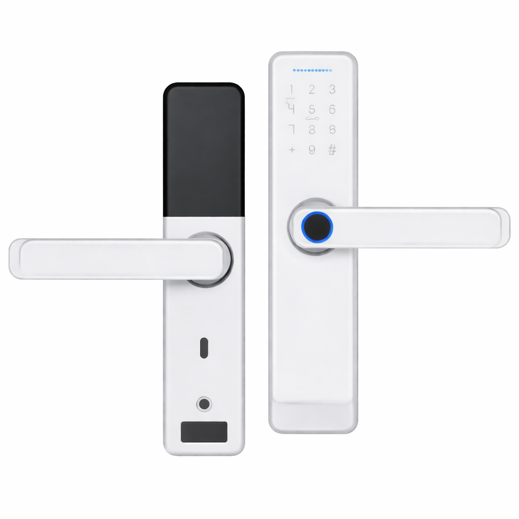 Serrure Connectée Intelligente Sans Clé Wi-Fi – Empreinte Digitale & Code, Contrôle via Application Tuya, Étanche IP65, Finition Argent, Idéale Maison & Hôtel